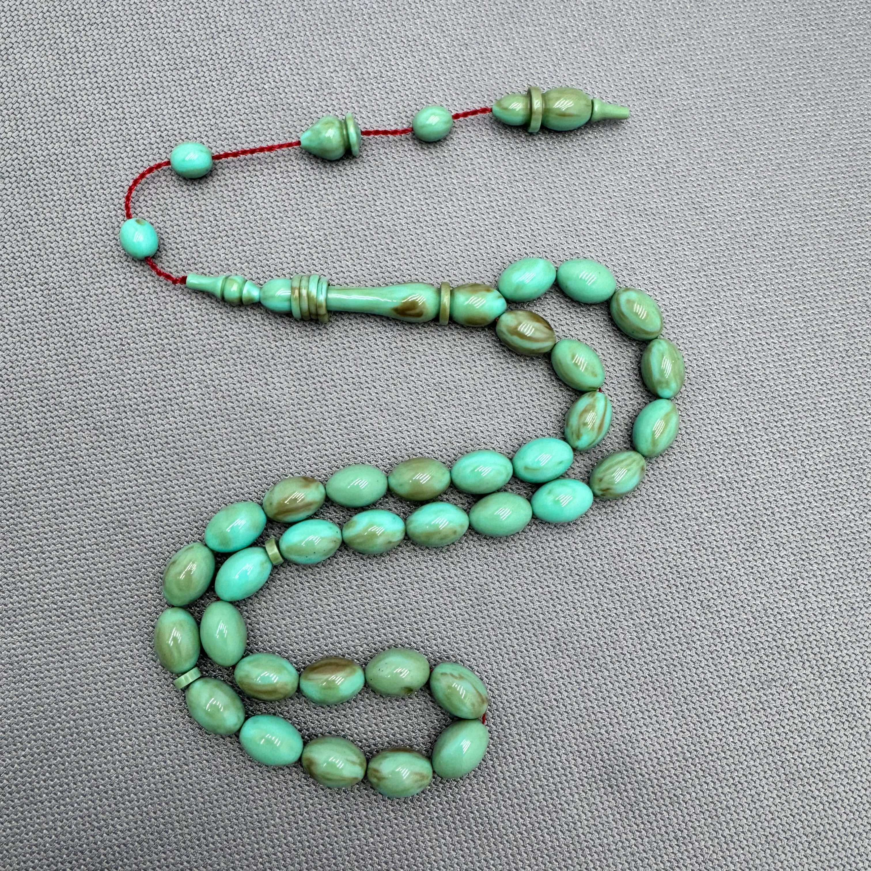 Usta İşçilikli Zümrüt Rengi Halkalı İmame Sıkma Kehribar